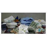 Bathroom items with fish theme. Towels, shower