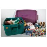 Dollhouse furnishings and people, plus animals.