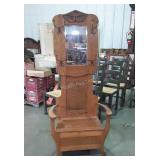 Oak Hall Tree, old oak, flip seat for Storage,