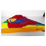 Two fabric kites with bag, dinosaur kite is