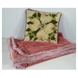 Textiles, needlepoint dogwood pillow and Donna