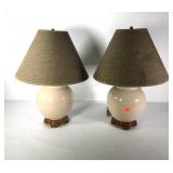 Pair of table lamps with burlap shades, 22" tall