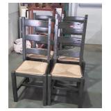 Set of 4 Dining Chairs. Rush cane seating, ladder
