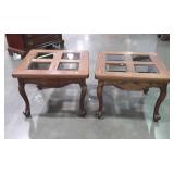 Pair of Living Room End Tables. 4 pane glass