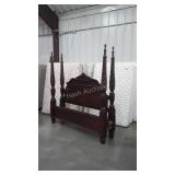 King Size Bed, tall decor post bed, headboard has