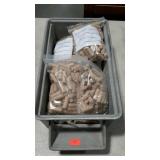 Parts bin with wooden dowels. Eight bags, 1/2"