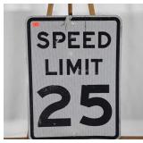 SPEED LIMIT road sign, slightly bent in lower
