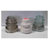 3 insulators, one is ceramic , 2 glass