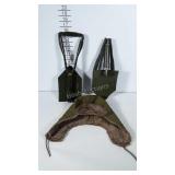 2 folding shovels made in Taiwan and a winter hat