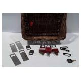 Bottle cap openers, three padlocks with keys and