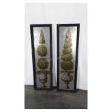 2 Framed pictures on galvanized metal sheets.