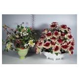 Everlasting bouquets in ceramic planters.