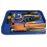 Collection of knives whitetail cutlery, old