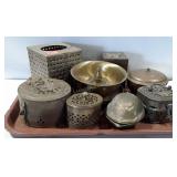 Brass Collectibles including tissue box, candle