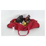 Sports bag with baseball glove, catcher Mitt and