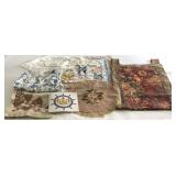 Mixed textile group, needlepoint seat cushion,