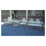 4pc Wrought Iron Lawn Garden Settee Set.
