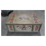 Painted blanket chest with large iron handles