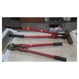 Tools, bolt cutters and a Hand Brake