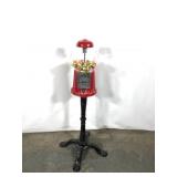 Gum ball machine, metal base and stand,