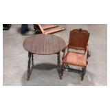 Two pieces, small round dining table and an