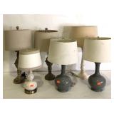 Lamp lot, two pair of matched table lamps, single