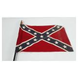 Confederate flag on stick, small repair as shown,