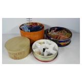 Embroidery thread and notions in round bins and