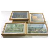 Nine Impressionist art posters, all frames in