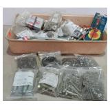 Plastic flat of assorted hardware. Screws, bolts,