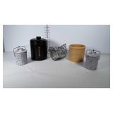 3 stoneware canisters (large Shefford one is