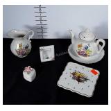 Lenox kitchen clock, teapot and plate made in
