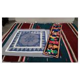 Southwest style textiles, two stitched panels