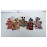 Old Disney Character puppets: Dopey, Pedro,