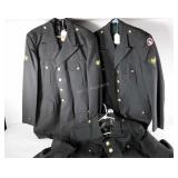 Three Army green coat jackets, size 48R, 44L and