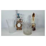 Decanters, glass pitcher and vase