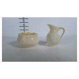 Belleek seashell miniature bowl and pitcher.