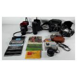 Camera group, Canon AE-1, Nikon N4004, lenses