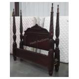 King Size Bed, tall decor post bed, headboard has