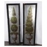 2 Framed pictures on galvanized metal sheets.