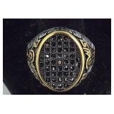 Size 11 grey Austrian crystal black oxidized