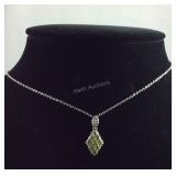 Peridot gemstone necklace 20in stainless steel