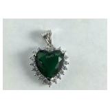 Simulated emerald heart CZ pendant