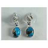 Sterling silver Mohave blue turquoise earrings