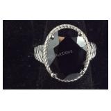 Size 6 platinum bond brass Thai black spinel ring