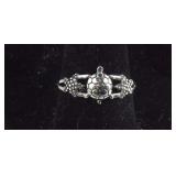 Size 8 Sterling silver turtle ring