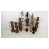 Tribal wooden statues, several are made in Kenya