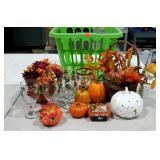 Laundry basket of fall decor.