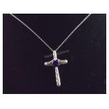 Sterling 3.40ct simulated purple diamond cross