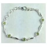 Sterling peridot 7.25in bracelet tgw 1ct new with